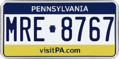 PA license plate MRE8767