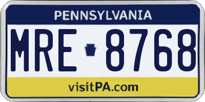 PA license plate MRE8768