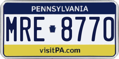 PA license plate MRE8770