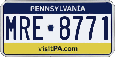 PA license plate MRE8771