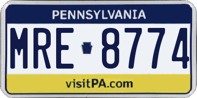 PA license plate MRE8774