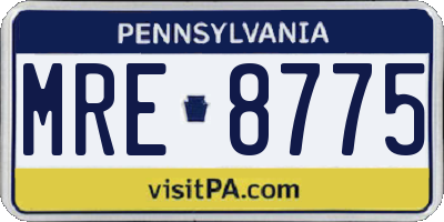 PA license plate MRE8775