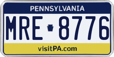 PA license plate MRE8776