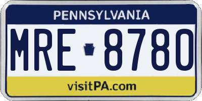 PA license plate MRE8780