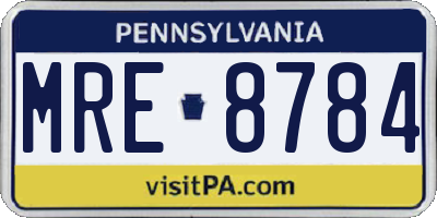 PA license plate MRE8784
