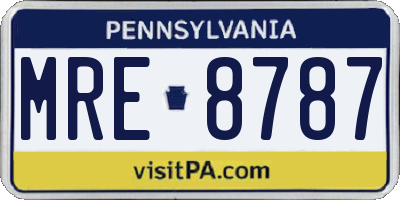PA license plate MRE8787
