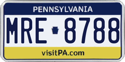 PA license plate MRE8788