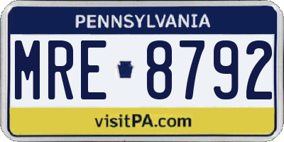 PA license plate MRE8792
