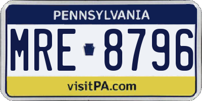 PA license plate MRE8796