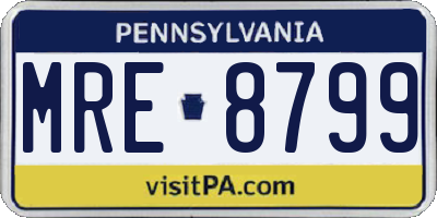 PA license plate MRE8799