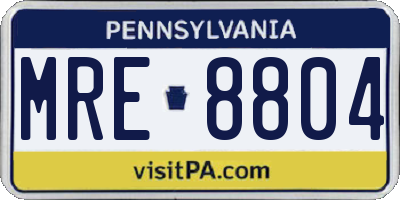 PA license plate MRE8804