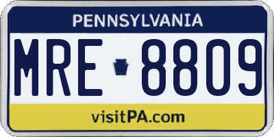 PA license plate MRE8809