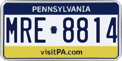 PA license plate MRE8814