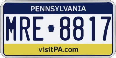 PA license plate MRE8817