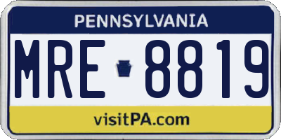 PA license plate MRE8819