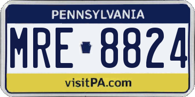 PA license plate MRE8824