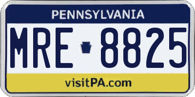 PA license plate MRE8825