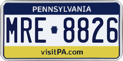 PA license plate MRE8826