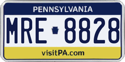 PA license plate MRE8828