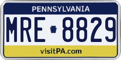 PA license plate MRE8829
