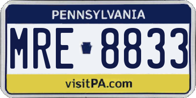PA license plate MRE8833