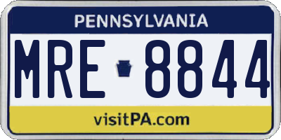 PA license plate MRE8844