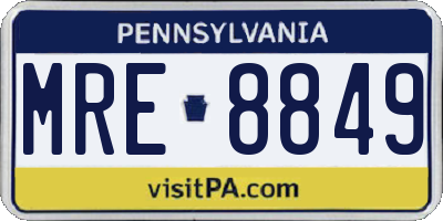PA license plate MRE8849