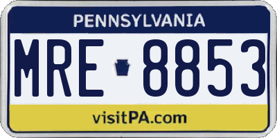 PA license plate MRE8853