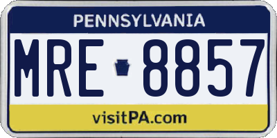 PA license plate MRE8857
