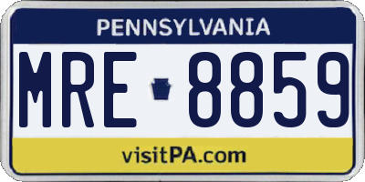 PA license plate MRE8859
