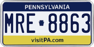 PA license plate MRE8863