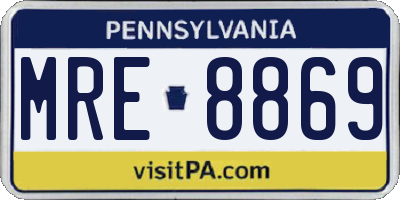 PA license plate MRE8869