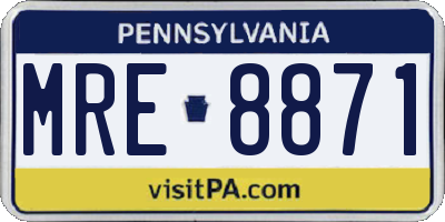 PA license plate MRE8871