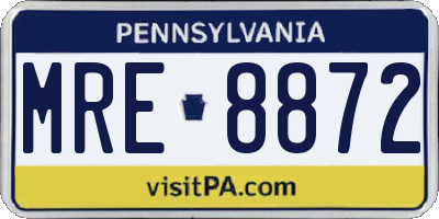 PA license plate MRE8872