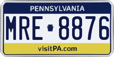 PA license plate MRE8876