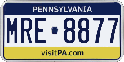 PA license plate MRE8877