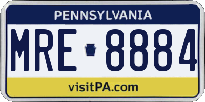 PA license plate MRE8884