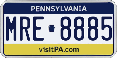 PA license plate MRE8885