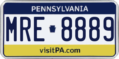 PA license plate MRE8889