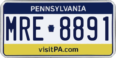 PA license plate MRE8891