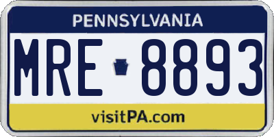 PA license plate MRE8893