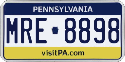 PA license plate MRE8898
