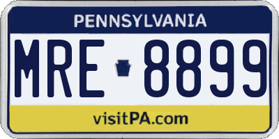 PA license plate MRE8899