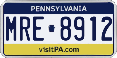 PA license plate MRE8912