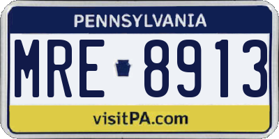 PA license plate MRE8913