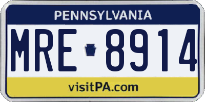 PA license plate MRE8914