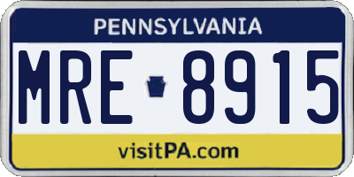PA license plate MRE8915