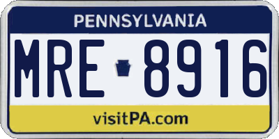PA license plate MRE8916