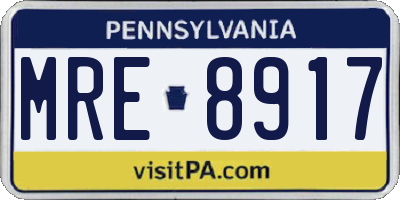 PA license plate MRE8917