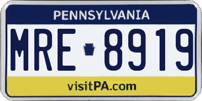 PA license plate MRE8919